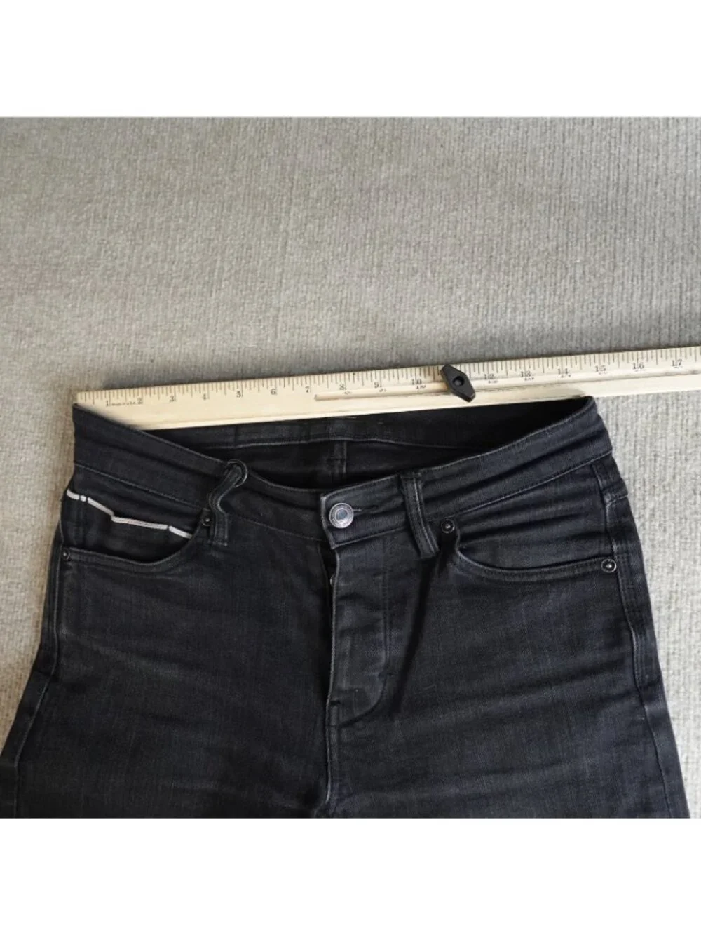 NEUW Mens Jeans 29 x 31 Black Iggy Skinny Selvedge Denim Red Line